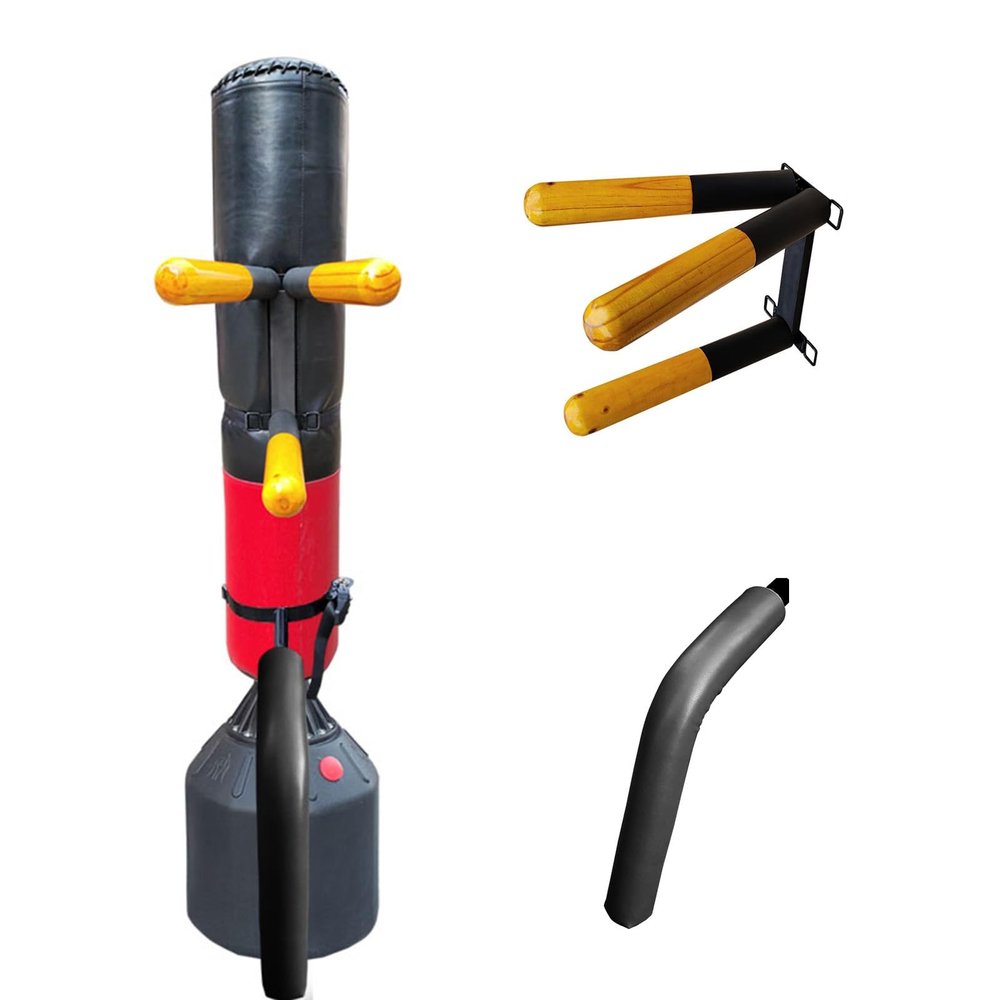 EXCLURA Wing Chun Wooden Dummy for Martial Arts, Traditional Wing Chun Dummies Trainer, 3 Arms Training Dummy Chinese Kong Fu Training Equipment(Color:3 arms Set+1 Leg)