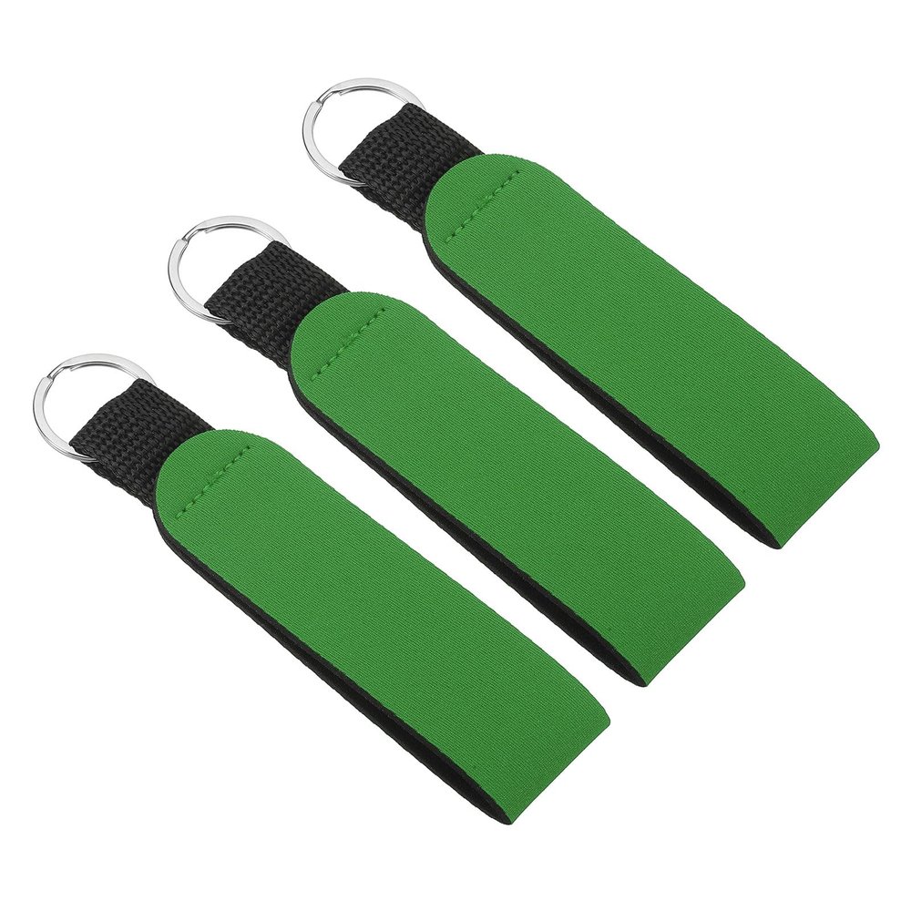 PATIKIL Floating Neoprene Keychain, 3 Pcs Waterproof Buoyant Key Ring Sublimation Float Keychain for Outdoor Water Sports, Green