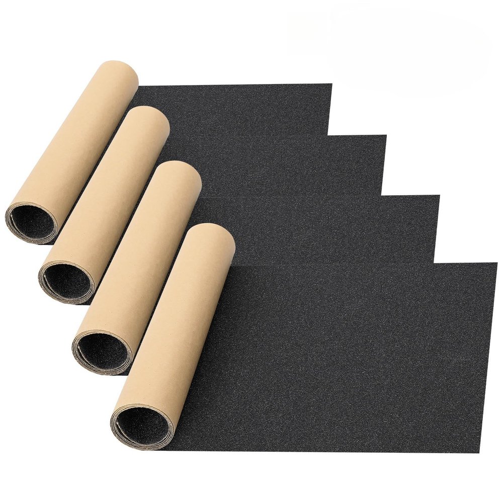 Aolabela 4 Pcs Grip Tape, 33" x 9", No Air Bubbles, Black Griptape for Skateboard & Scooter
