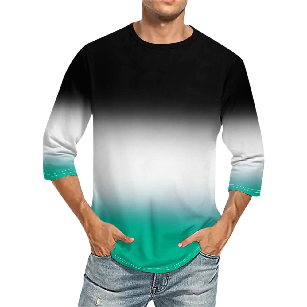 3/4 Sleeve Shirt Men Baseball Jersey Men Raglan Casual Big and Tall Active Workout Loose Fit Top Comfort Crewneck Shirts Solid Slim Fit Half Sleeve T Shirts
