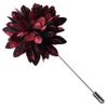 GUSLESON Mens Red Tie Maroon Floral Wedding Silk Necktie Pocket Square Cufflinks and Lapel Pin Brooch Set (6107-10) view 4