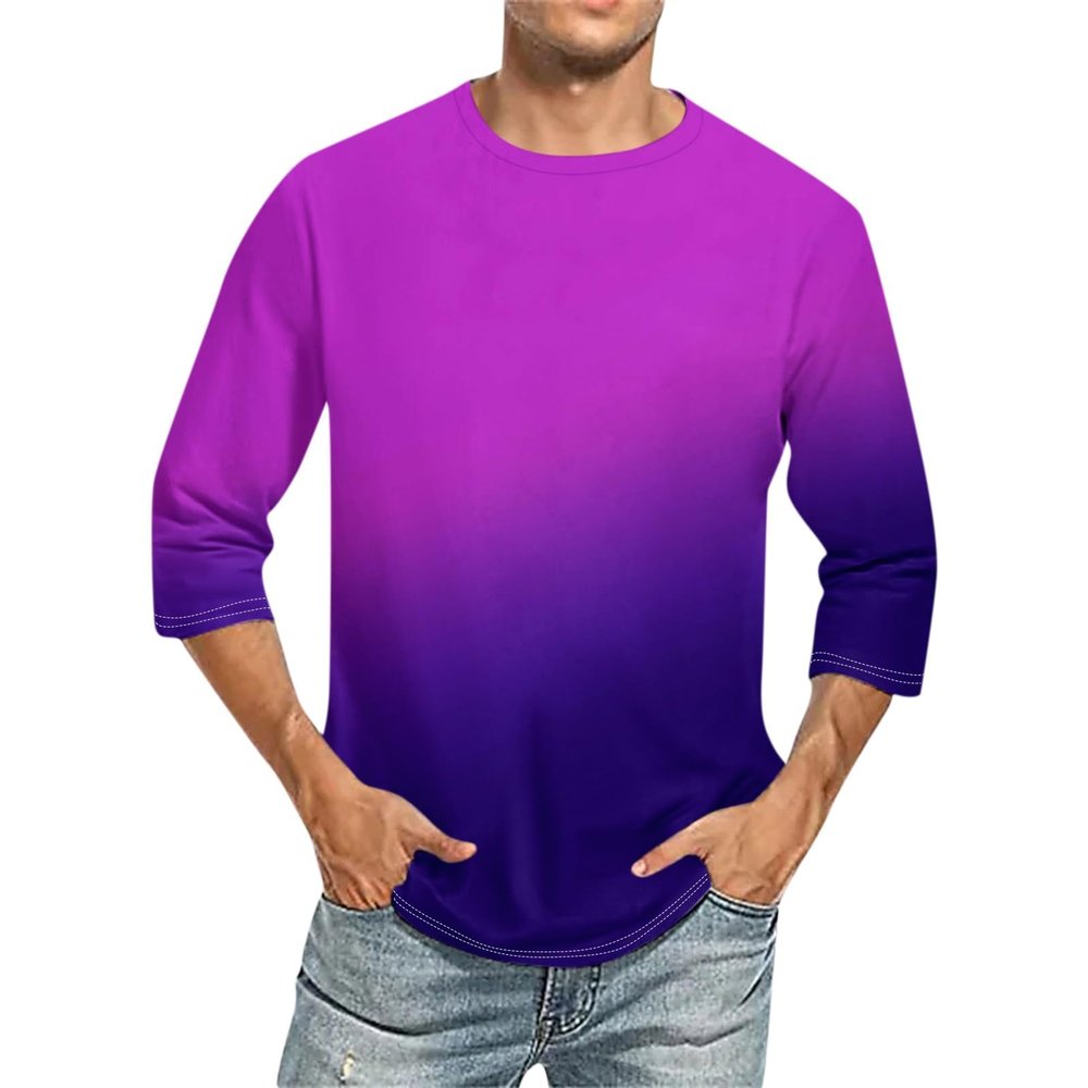 3/4 Sleeve Shirt Men Baseball Jersey Men Raglan Casual Big and Tall Active Workout Loose Fit Top Comfort Crewneck Shirts Solid Slim Fit Half Sleeve T Shirts