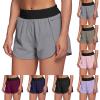 Amaon Today Women's Athletic Running Long Shorts with Liner High Waist Quick Dry Gym Workout Sports Shorts with Zipper Pockets Tummy Control Swim Shorts Grey Smal view 1