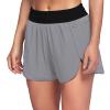 Amaon Today Women's Athletic Running Long Shorts with Liner High Waist Quick Dry Gym Workout Sports Shorts with Zipper Pockets Tummy Control Swim Shorts Grey Smal view 4
