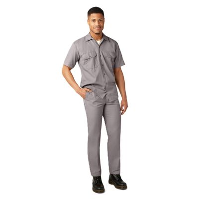 Dickies Short Sleeve Work Shirt, Silver, S