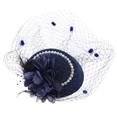 Fascinator Hat, Pillbox Hats for Women, Derby Hat for Women, Tea Party Hats, Feather Flower Pearls Hair Clip Headwear Veil