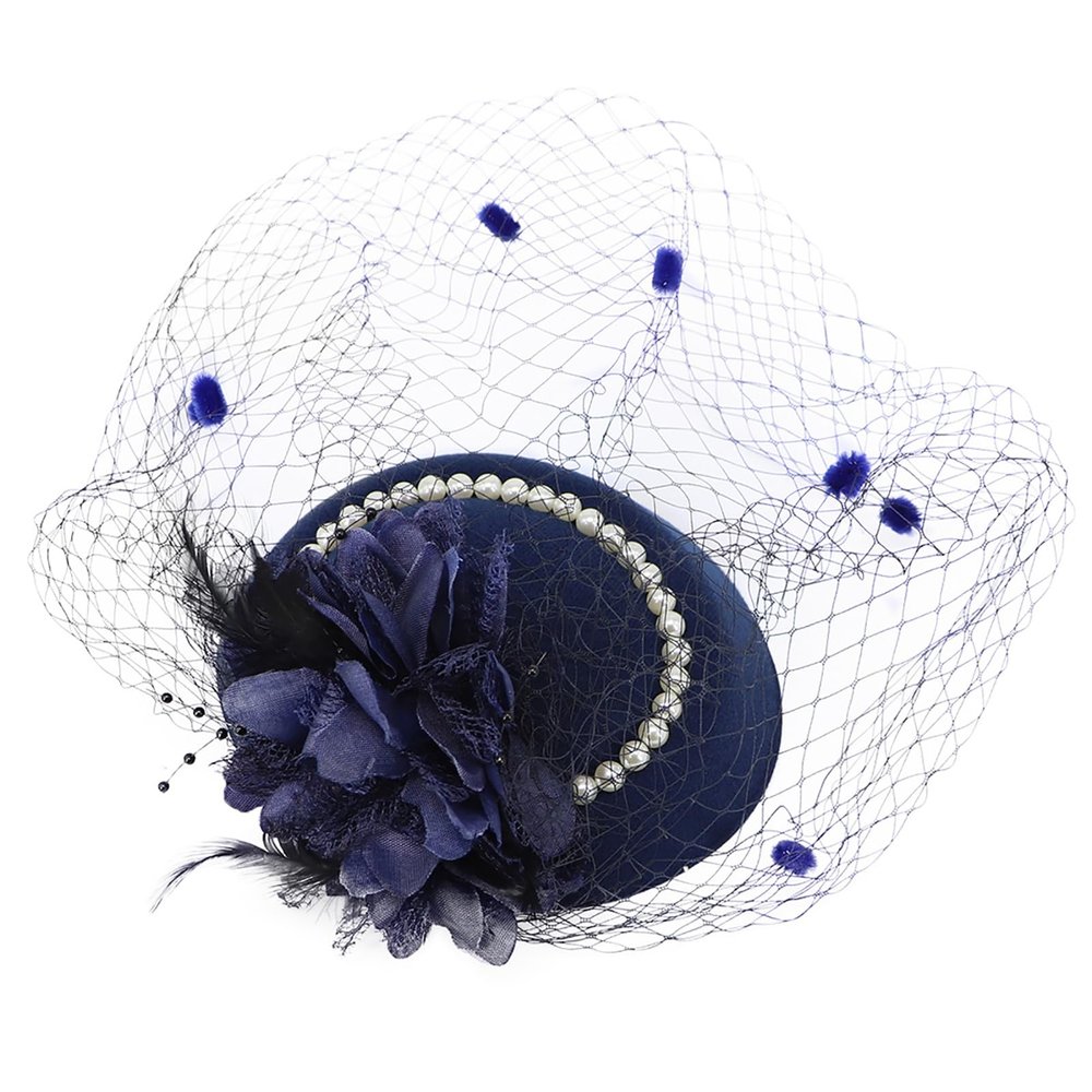 Fascinator Hat, Pillbox Hats for Women, Derby Hat for Women, Tea Party Hats, Feather Flower Pearls Hair Clip Headwear Veil
