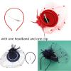 Fascinator Hat, Pillbox Hats for Women, Derby Hat for Women, Tea Party Hats, Feather Flower Pearls Hair Clip Headwear Veil view 4