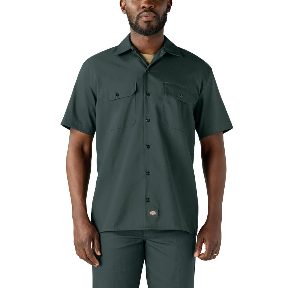 Dickies Short Sleeve Work Shirt, Hunter Green, 3X