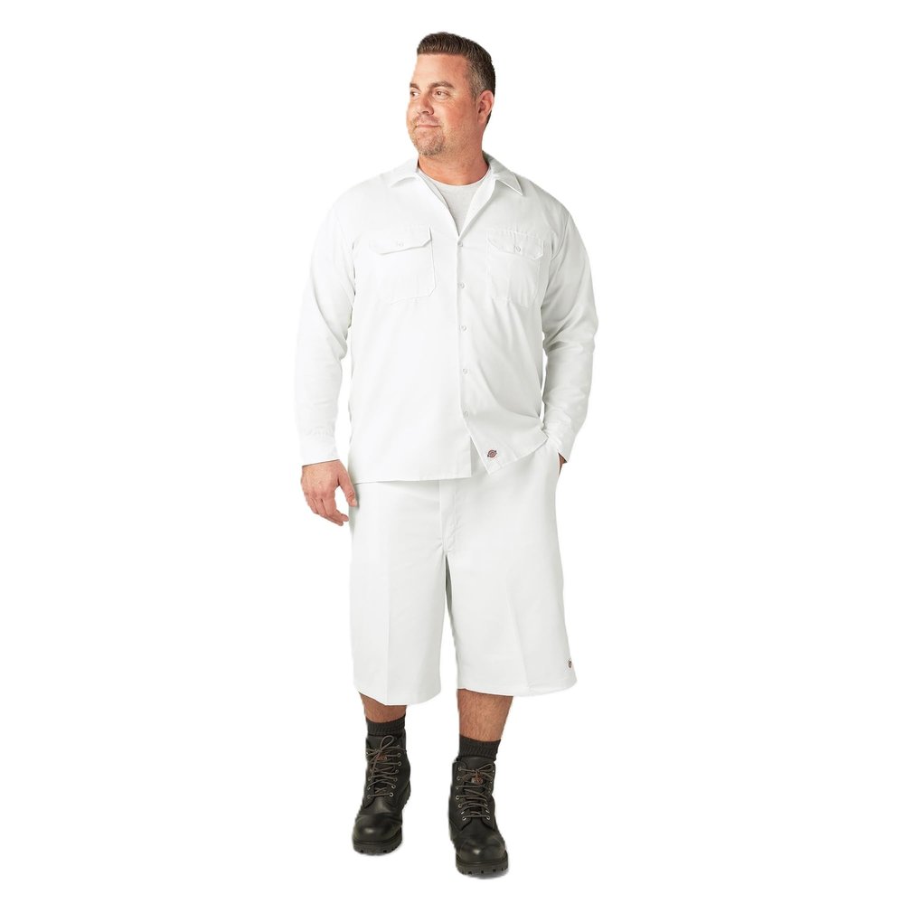 Dickies Long Sleeve Work Shirt, White, L