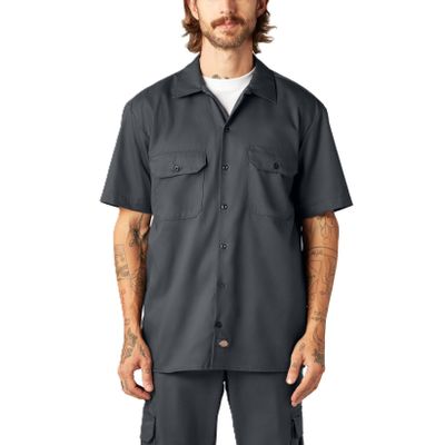 Dickies Flex Relaxed Fit Short Sleeve Work Shirt, Charcoal, M