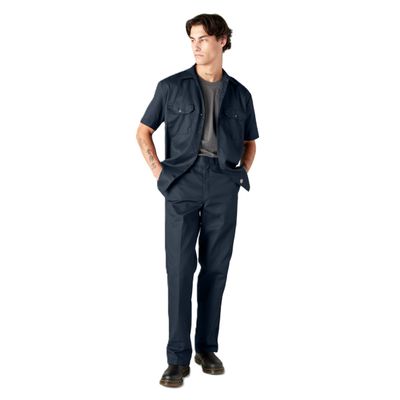 Dickies Short Sleeve Work Shirt, Dark Navy, 2X
