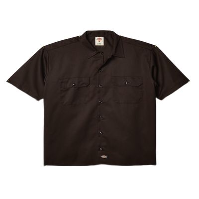 Dickies Short Sleeve Work Shirt, Dark Brown, S
