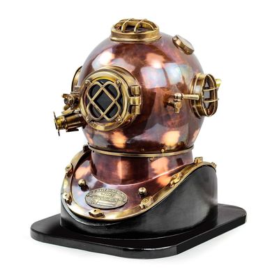 MARMADECOR 18" Divers Helmet - Mark V Deep Sea Scuba Marine Morse Nautical with Wooden Base (Wooden Base Only)