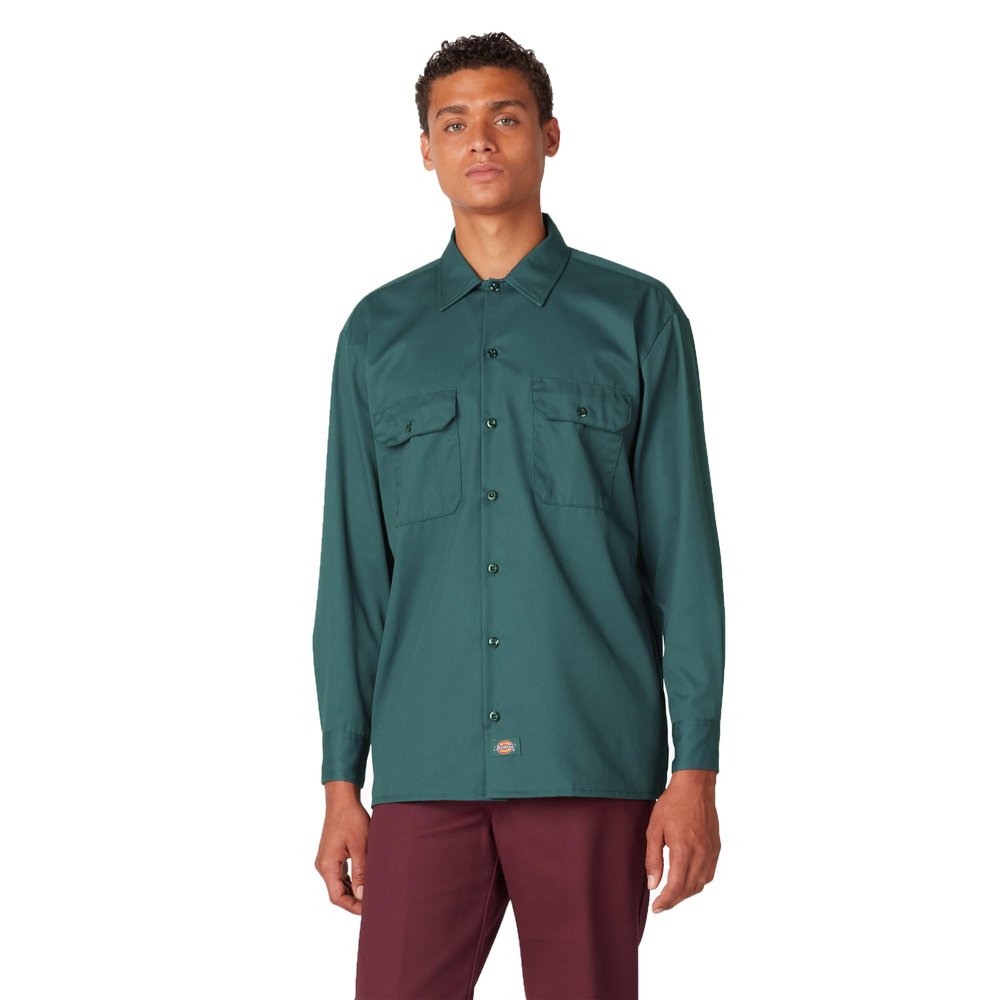 Dickies Long Sleeve Work Shirt, Lincoln Green, XT