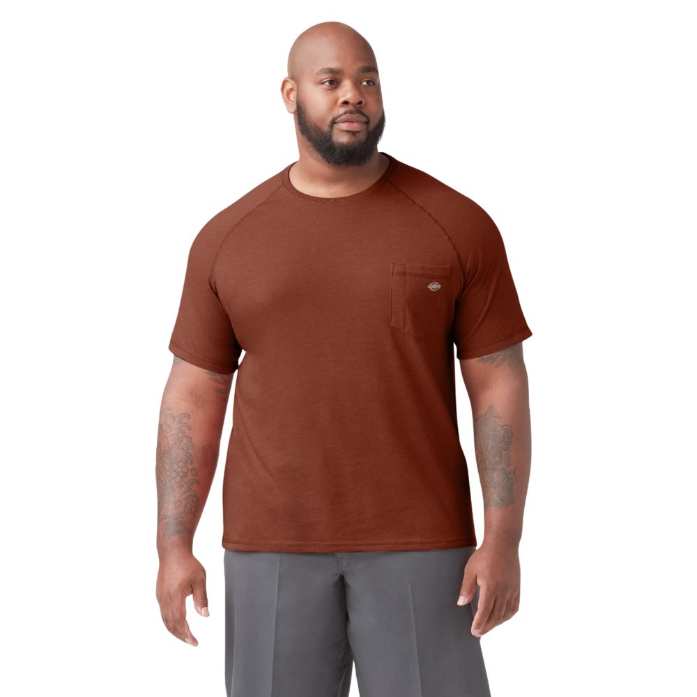 Dickies Cooling Short Sleeve Pocket T-Shirt, RED Rock Heather, 3X