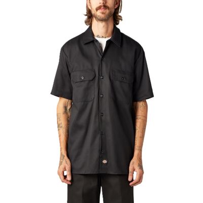 Dickies Flex Relaxed Fit Short Sleeve Work Shirt, Black, 2X