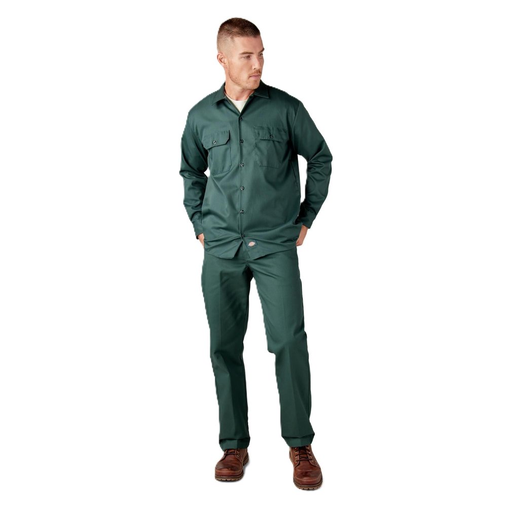 Dickies Long Sleeve Work Shirt, Hunter Green, L