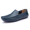 TAYGUM Men's Loafers Square Toe Faux Leather Moccasins Shoes Comfortable Flat Heel Lightweight Party Slip On(Color:Blue,Size:10.5) view 1