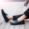 TAYGUM Men's Loafers Square Toe Faux Leather Moccasins Shoes Comfortable Flat Heel Lightweight Party Slip On(Color:Blue,Size:10.5) view 3