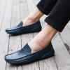 TAYGUM Men's Loafers Square Toe Faux Leather Moccasins Shoes Comfortable Flat Heel Lightweight Party Slip On(Color:Blue,Size:10.5) view 4