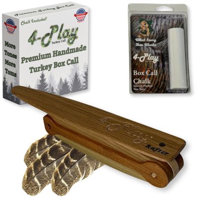 4-Play Rafter Turkey Box Call  Premium Handmade Box Turkey Calls for Hunting with Unlimited Tones, Patented Design, 100% USA-Made