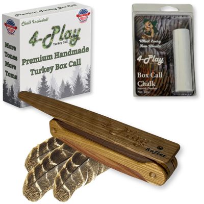 4-Play Rafter Turkey Box Call Premium Handmade Box Turkey Calls for Hunting with Unlimited Tones, Patented Design, 100% USA-Made