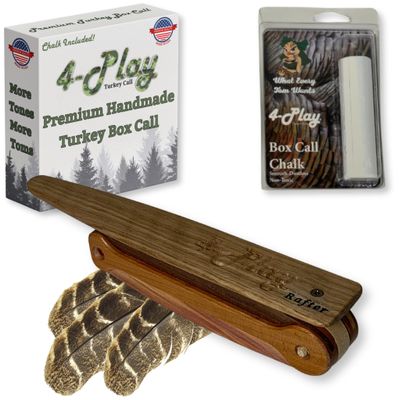 4-Play Rafter Turkey Box Call Premium Handmade Box Turkey Calls for Hunting with Unlimited Tones, Patented Design, 100% USA-Made