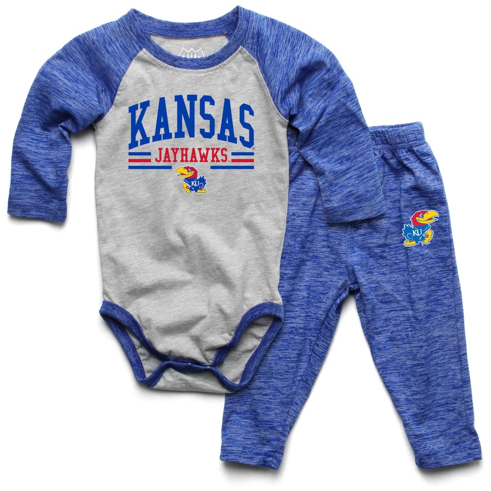Wes and Willy Baby Kansas Jayhawks College One Piece and Pant Set 6M