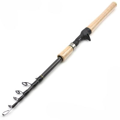 1 Piece Model YG028 1.8m 2.1m 2.4m 2.7m Spinning Fishing Rod M Power Hard Telescopic Carbon Fiber Travel Pole Wooden Handle(Size:Casting Rod_1.8 m)