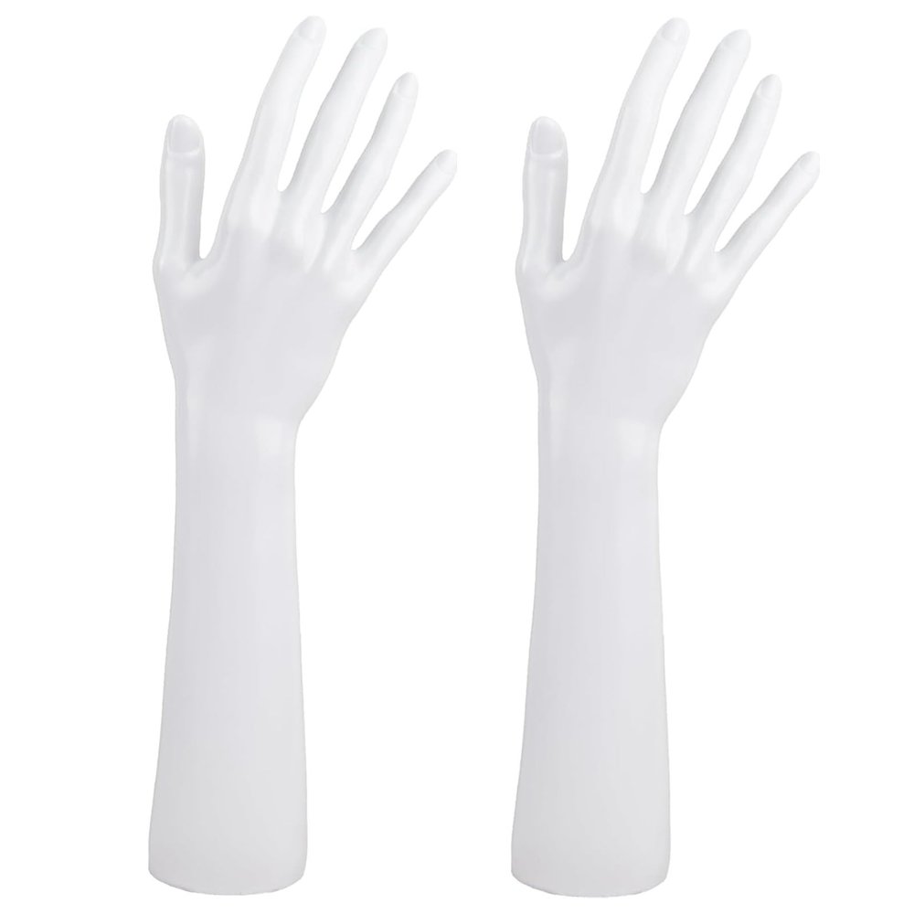Framendino, 2 Pack White Hand Ring Holder Mannequin Female Hand Stand Support for Home Decor Large (Right Hand Only)