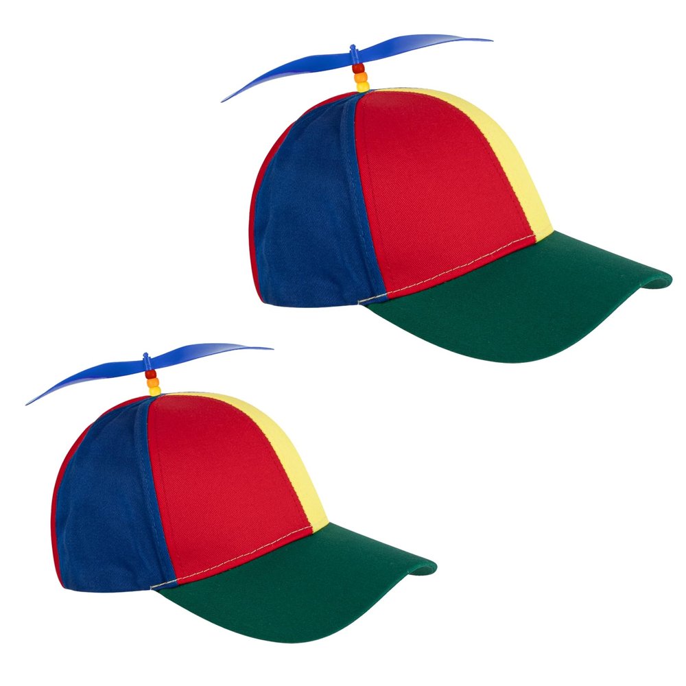 Framendino, 2 Pack Detachable Propeller Top Hat Adult Rainbow Helicopter Baseball Cap Green 2 Sizes