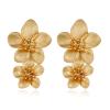 14K Gold Plated Flower Earrings for Women Large Flower Earring Flowers Statement Stud Earrings Chunky Floral Earrings Jewelry(Double flower) view 1
