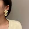 14K Gold Plated Flower Earrings for Women Large Flower Earring Flowers Statement Stud Earrings Chunky Floral Earrings Jewelry(Double flower) view 2