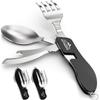2Pcs Camping Flatware Foldable Utensils Detachable Portable and Versatile Stainless Steel Knife Fork Spoon and Bottle Opener Compact Outdoors Cutlery Pocket Knife Style - 2/pk view 1