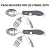 2Pcs Camping Flatware Foldable Utensils Detachable Portable and Versatile Stainless Steel Knife Fork Spoon and Bottle Opener Compact Outdoors Cutlery Pocket Knife Style - 2/pk view 2