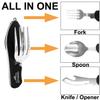 2Pcs Camping Flatware Foldable Utensils Detachable Portable and Versatile Stainless Steel Knife Fork Spoon and Bottle Opener Compact Outdoors Cutlery Pocket Knife Style - 2/pk view 3