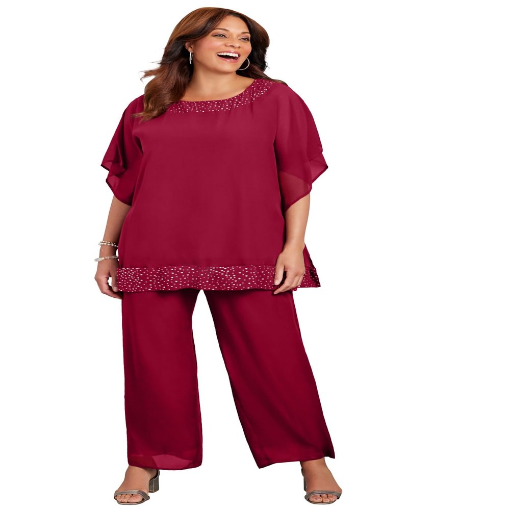 Catherines Women's Plus Size Embellished Poncho - 4X/5X, Rich Burgundy