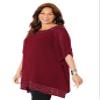 Catherines Women's Plus Size Embellished Poncho - 4X/5X, Rich Burgundy view 3