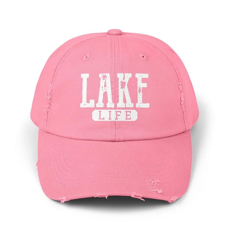 NineFit Basics Lake Life Baseball Hat in Pink - Matching Summer Hats - Bachelorette, Olive Green