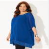 Catherines Women's Plus Size Embellished Poncho - 0X/1X, Dark Sapphire view 3