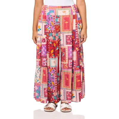 Angie Women's Smocked Waist Tiered Wide Leg Pant