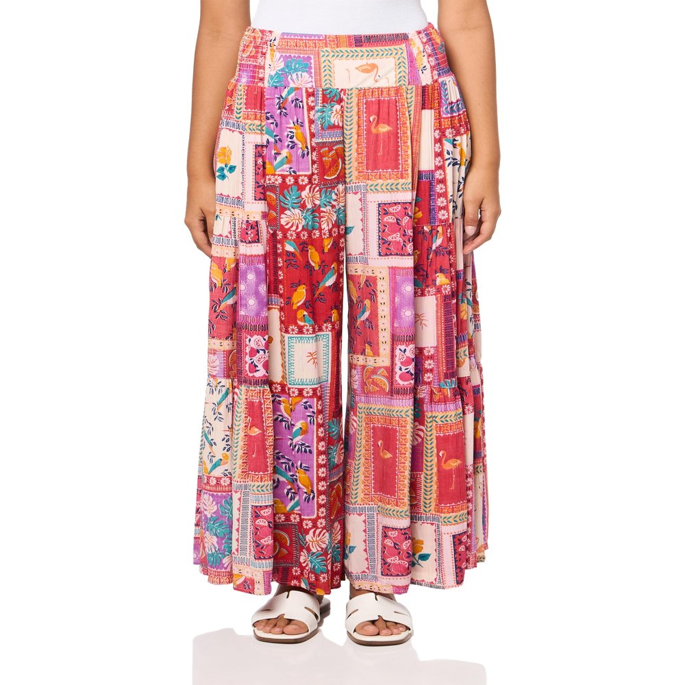 Angie Women's Smocked Waist Tiered Wide Leg Pant