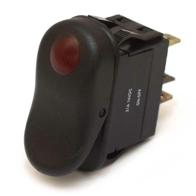 On/Off Boat Rocker Switch | Blank 3 Spade 14 Volt Red Illuminated