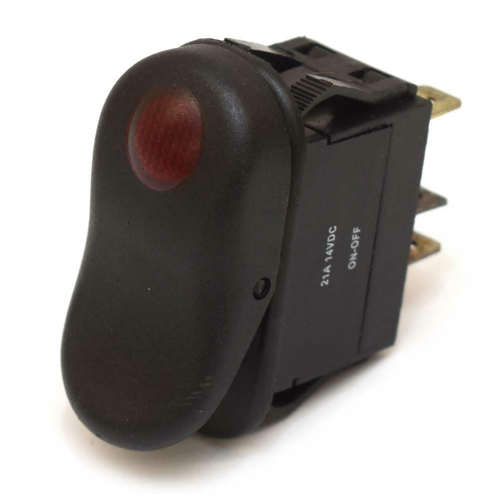 On/Off Boat Rocker Switch | Blank 3 Spade 14 Volt Red Illuminated