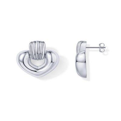 PAVOI Chunky Heart Drop Earrings, White Gold, Size 25 x 22.4 Millimeters