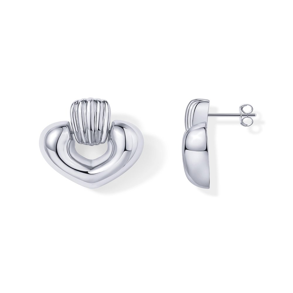 PAVOI Chunky Heart Drop Earrings, White Gold, Size 25 x 22.4 Millimeters
