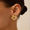 PAVOI Chunky Heart Drop Earrings, White Gold, Size 25 x 22.4 Millimeters view 3