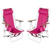 Pinikuyiro Set of 2 Folding Backpack Beach Chairs for Adults,Outdoor Folding Heavy Duty Camping Chair with Large Pockets and Cup Holder,Adjustable high Beach Lounge Chairs for Outdoor,Travel (Pink) view 1