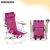 Pinikuyiro Set of 2 Folding Backpack Beach Chairs for Adults,Outdoor Folding Heavy Duty Camping Chair with Large Pockets and Cup Holder,Adjustable high Beach Lounge Chairs for Outdoor,Travel (Pink) view 3